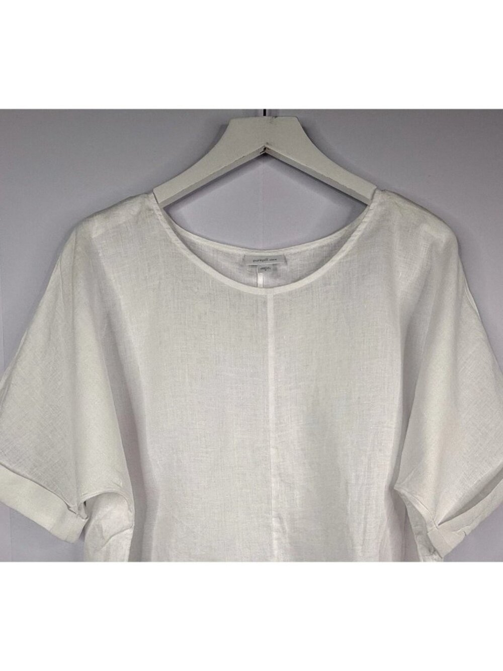 Pure Jill Top Women Sz M White Linen Boxy Coastal Beach Lagenlook Sustainable - Picture 7 of 9
